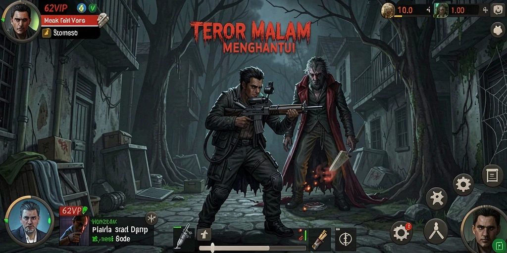 Screenshot 62VIP menampilkan aksi menegangkan dalam suasana Horror.