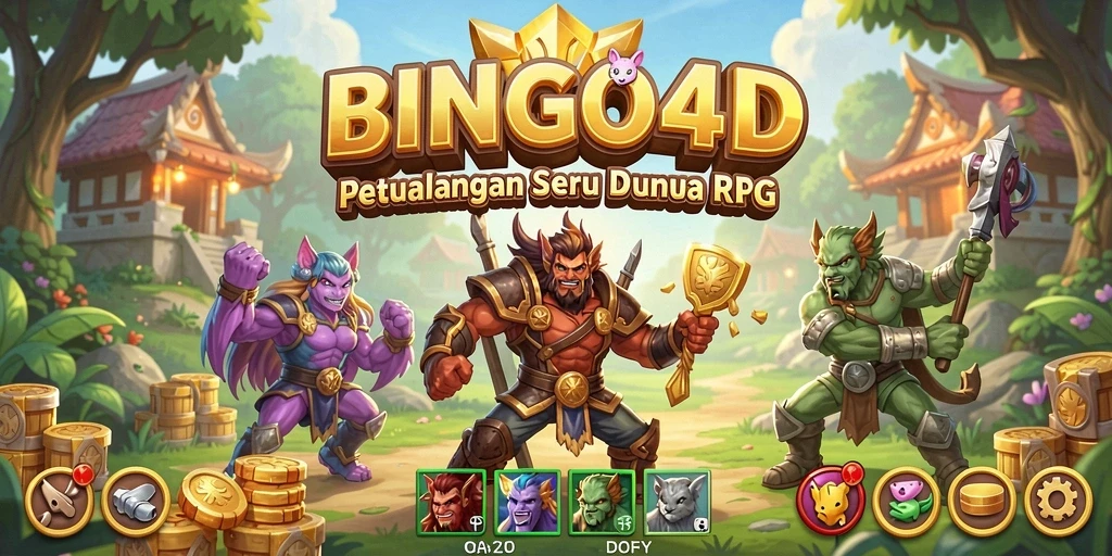Screenshot gameplay BINGO4D yang menunjukkan pertempuran epik dan karakter yang memukau.