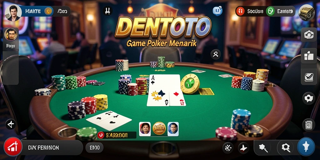 Screenshot gameplay DENTOTO menampilkan aksi seru saat bermain poker.