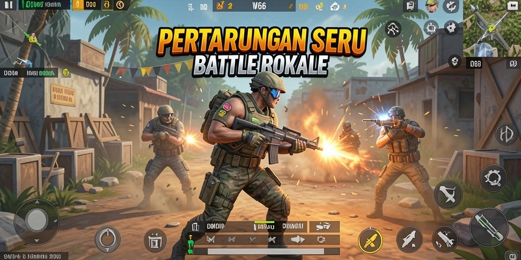 Tangkapan layar gameplay FW66 menampilkan aksi Battle Royale yang mendebarkan.
