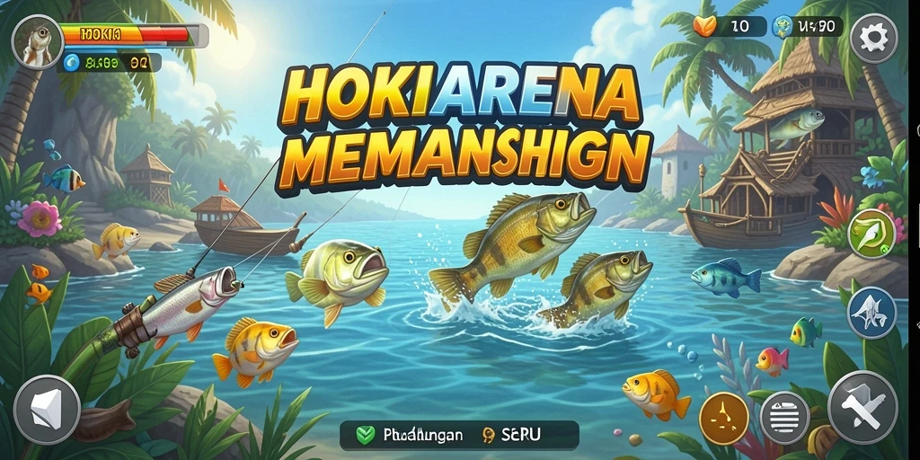 Tampilan gameplay HOKIARENA dengan aksi memancing yang seru.