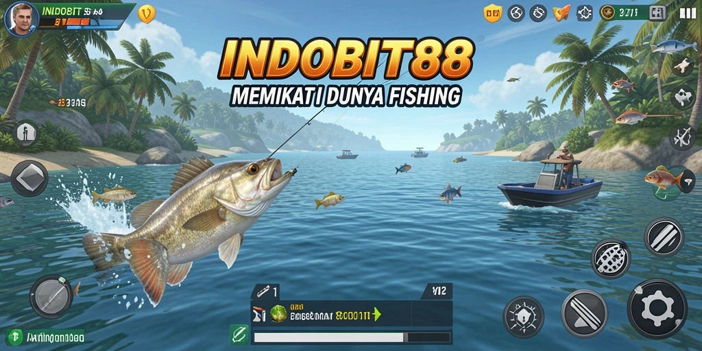 Screenshot gameplay INDOBIT88 menampilkan pengalaman memancing yang seru dan interaktif.