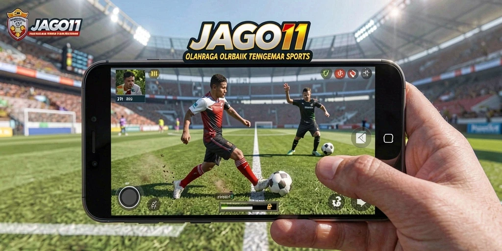 Screenshot dari gameplay JAGO11 menampilkan pertandingan seru di lapangan.