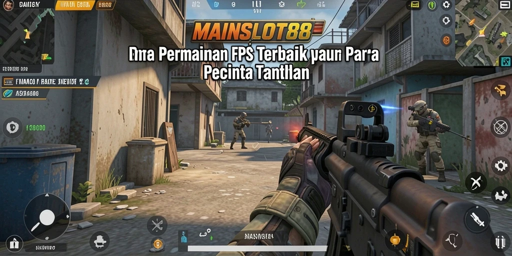 Tangkapan layar utama MAINSLOT88 menampilkan aksi tembak-menembak yang intens.