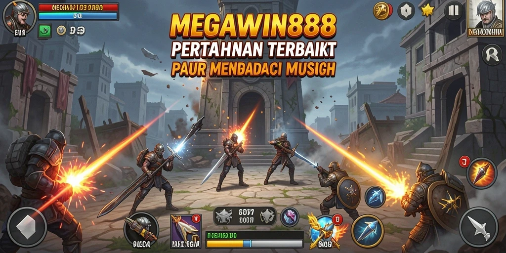 Tampilan gameplay seru MEGAWIN888 Tower Defense yang menegangkan.