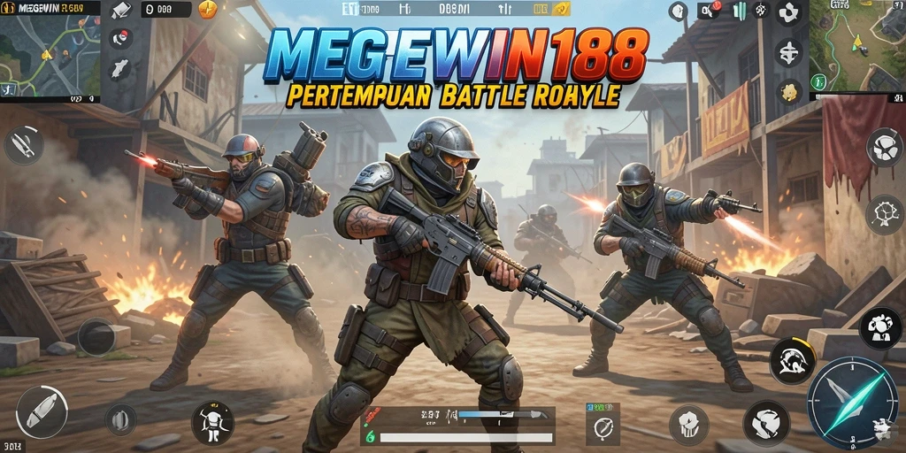 Tangkapan layar gameplay MEGEWIN188 yang menampilkan aksi pertarungan Battle Royale.