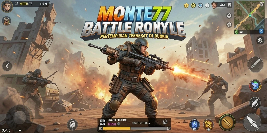 Tampilan seru gameplay MONTE77 dalam aksi Battle Royale.