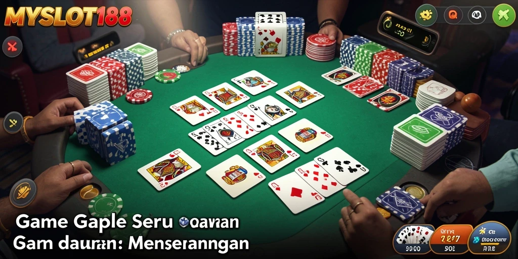 Gambaran gameplay Gaple yang menegangkan di MYSLOT188.