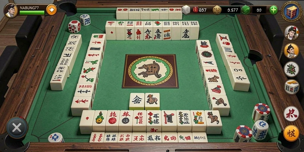 Tampilan gamplay seru dari NABUNG77 dalam permainan Mahjong.