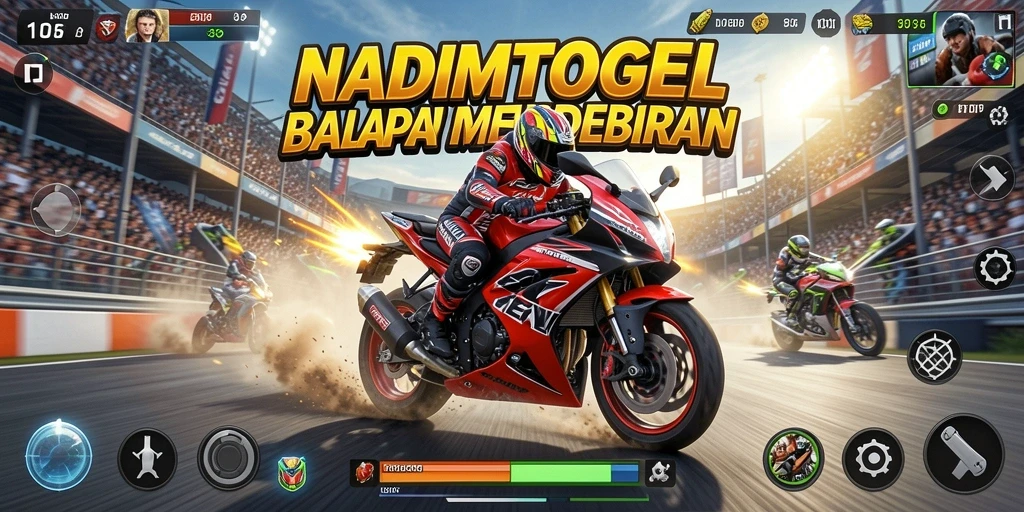 Screenshot gameplay NADIMTOGEL menunjukkan aksi balapan yang mendebarkan.