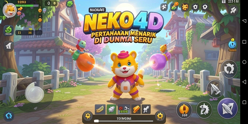 Tampilan gameplay menarik dari NEKO4D yang menunjukkan pertahanan menara.