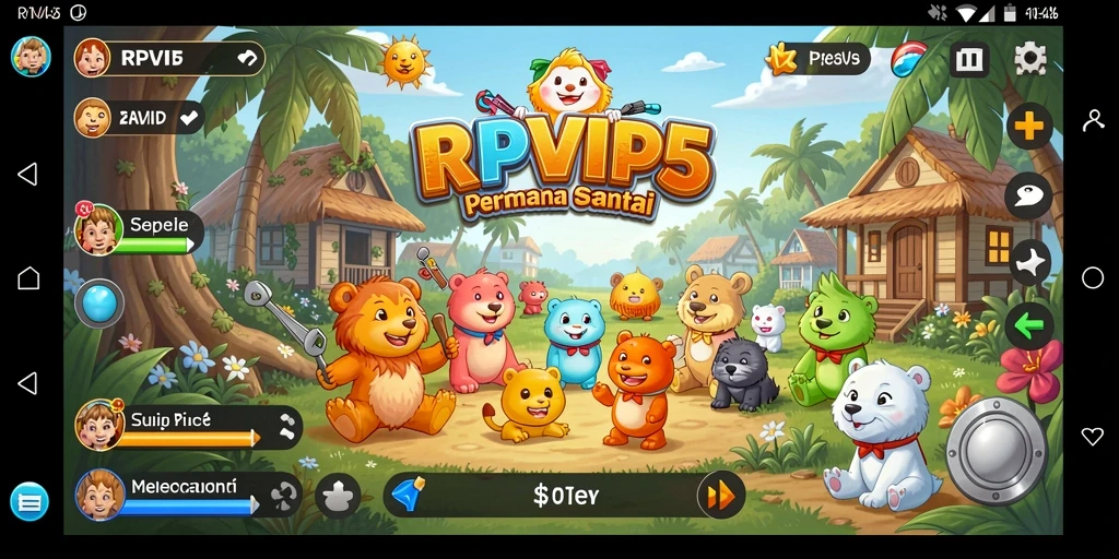 Screen utama RPVIP5 yang menunjukkan gameplay seru dan interaksi antar pemain.