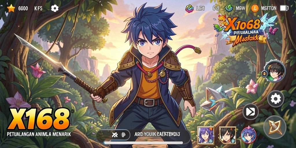 Screenshot gameplay X168 yang menampilkan aksi seru dalam dunia Anime.