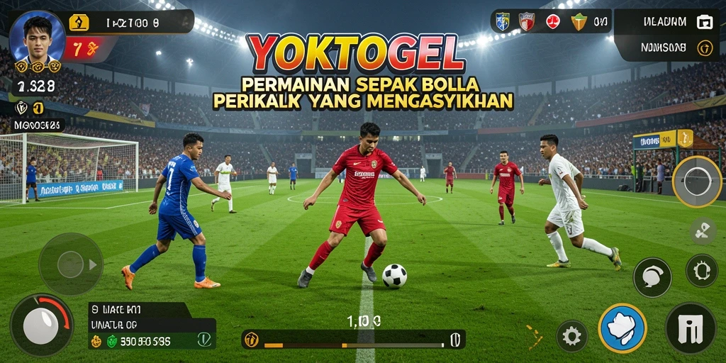Tampilan gameplay menegangkan di YOKTOGEL dengan aksi sepak bola yang seru.